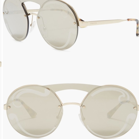 Prada NEW in box 36mm antique Gold Round Sunglasses - Picture 1 of 4
